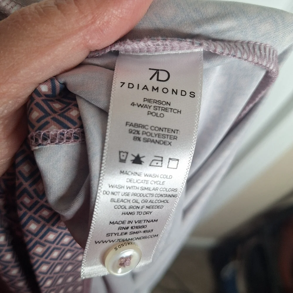 7 Diamonds Pierson 4 Way Stretch Polo Shirt Men's Size XXL Pink Blue Golf Preppy
